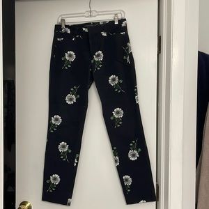 BananaRepublic black flowered pants. Slight stretch, very comfy, no flaws. Sz 4
